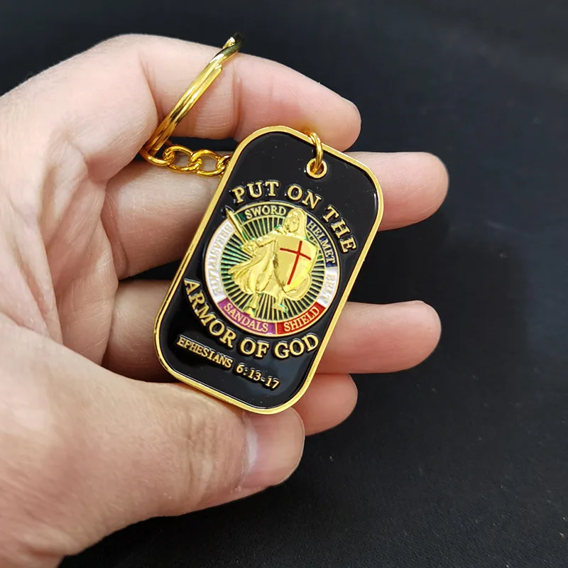 Put on The Armor of God Badge Knight Metal Keychain Small Gift