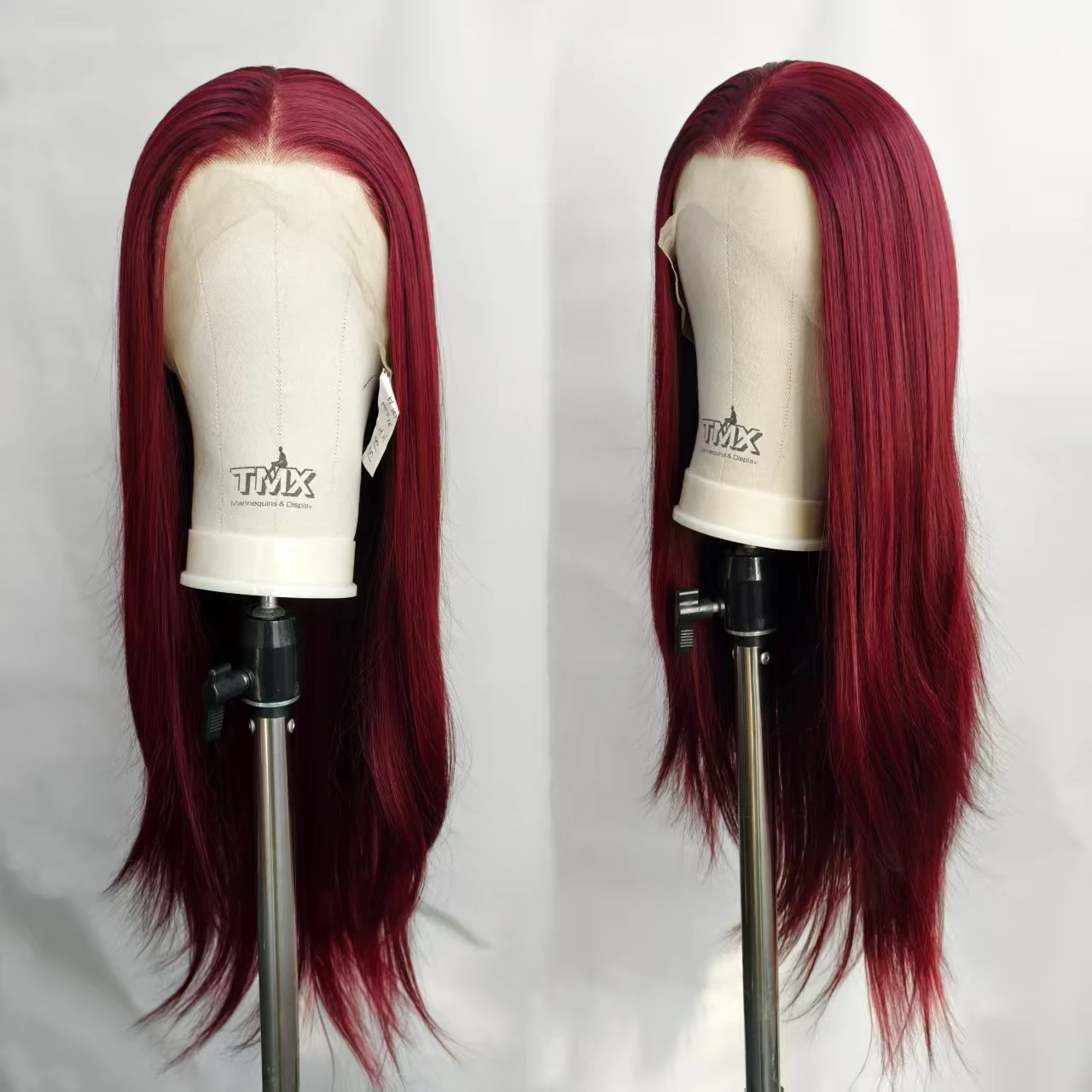 

Винно-красный парик с кружевной передней частью, предварительно прорезанный, натуральный прямой красный парик из термостойкого синтетического волокна, без клея, для женщин