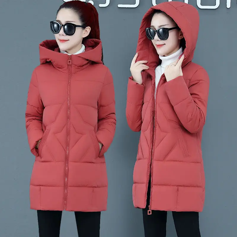 Ladies Winter Coat Women Down Cotton Hooded Jacket Woman Casual Warm Outerwear Jackets Female Girls Black Clothes PA201