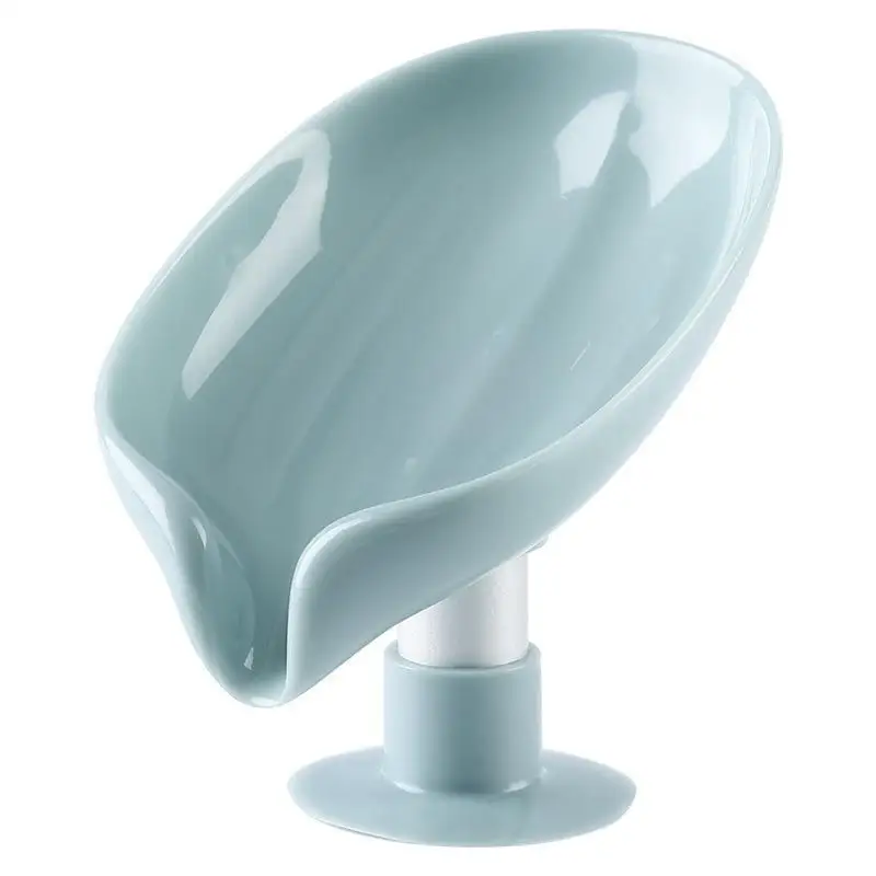 Soap Holder Leaf-Shape Self Draining Soap Dish Holder with Suction Cup Soap Dish for Shower Bathroom Kitchen Sink