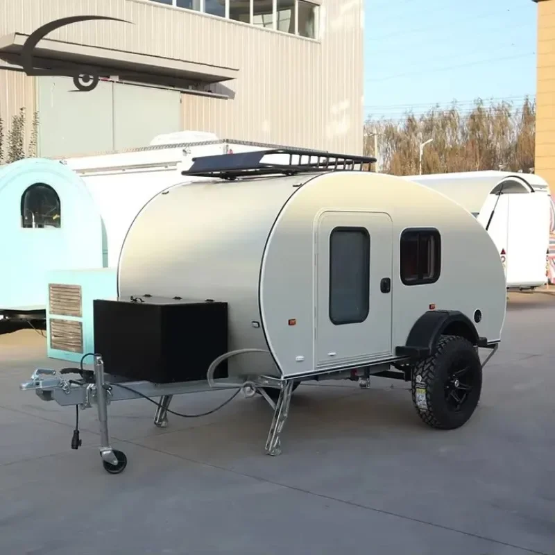 Lightweight Off Road Teardrop Camper Trailer Small Mini Travel Camping Caravan With Roof Rack Customized