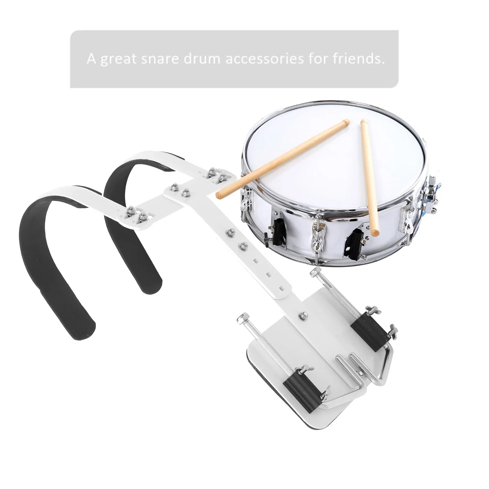 

Snare Drum Carrier Aluminum Alloy Durable Replacement White Shoulder Strap Holder Accessories Marching Band Instrument