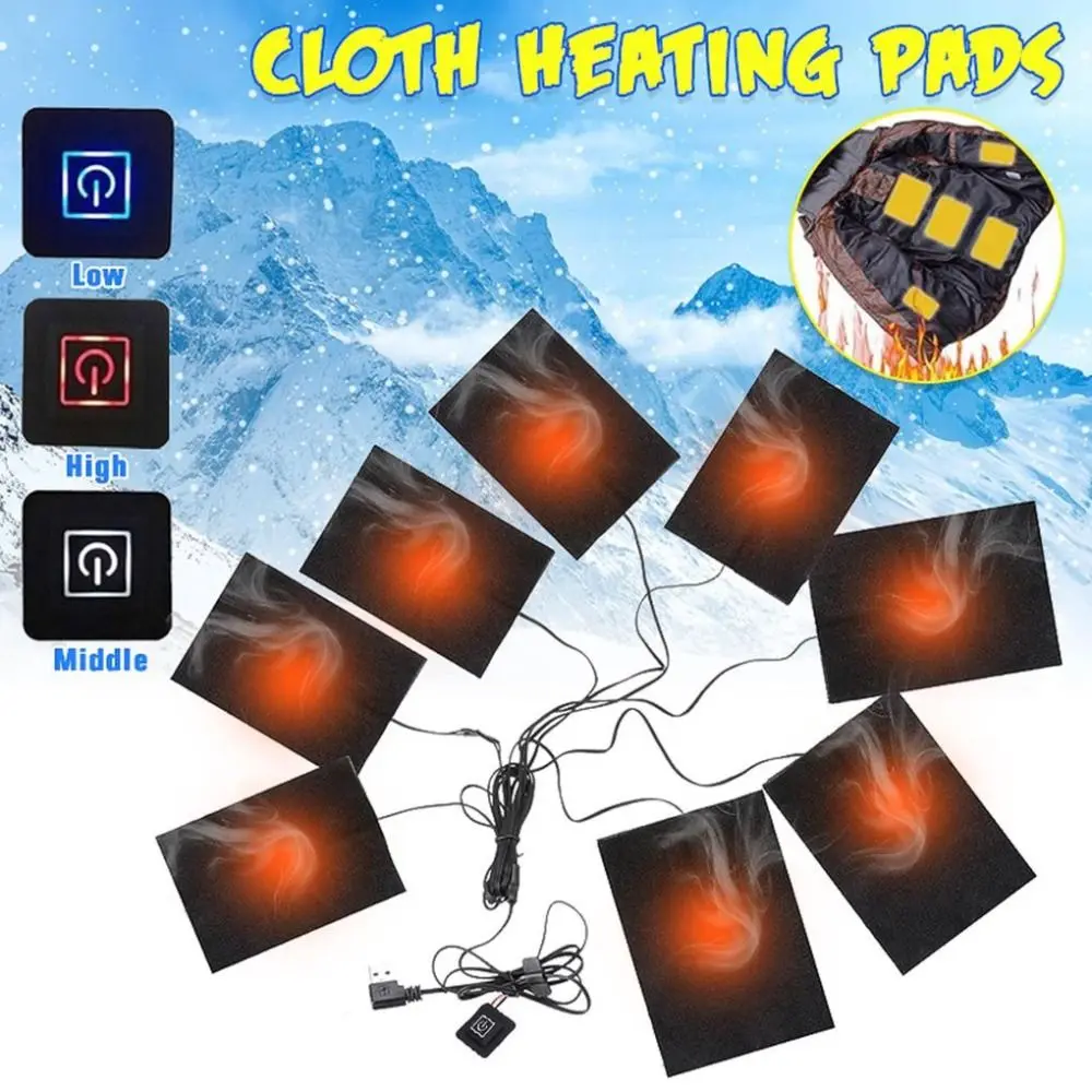

3 Levels Electric Cloth USB Heating Waterproof Outdoor Heating Pads Safe 1 To 8 Heating Vest Pads For Winter Camping Hiking