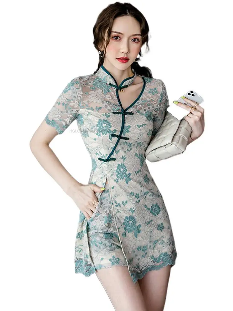 Vestido Qipao estilo chinês para mulheres, uniforme sexy de spa, roupas de trabalho esteticista, cheongsam melhorado, vestido elegante, novo