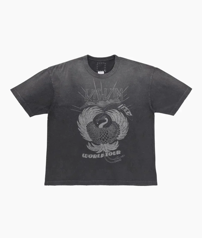 

Visvim Kofu 23AW Jumbo Crash World Tour Old Wax Dyed Short Sleeves T-Shirts Men Vinatge Tees