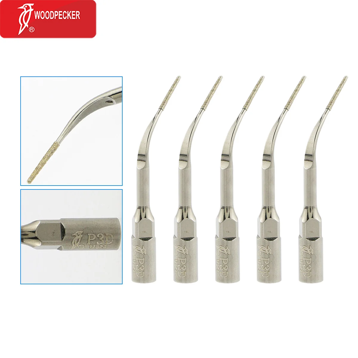 P3D Woodpecker Dental Ultrasonic Scaler Tips Diamond coated restoration teeth root bifurcation for Instrument