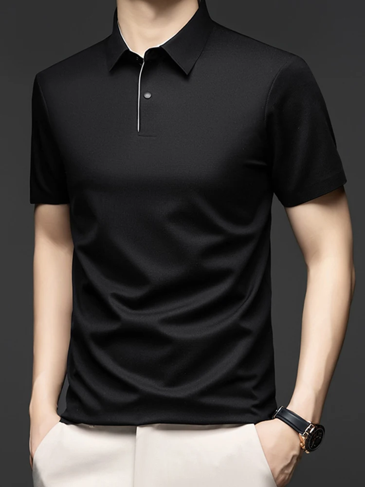 Summer Clothing Men Polo Shirt Men's Casual Loose Short Sleeve Turn-down Collar Business Solid Versatile T-shirt Multiple Colors