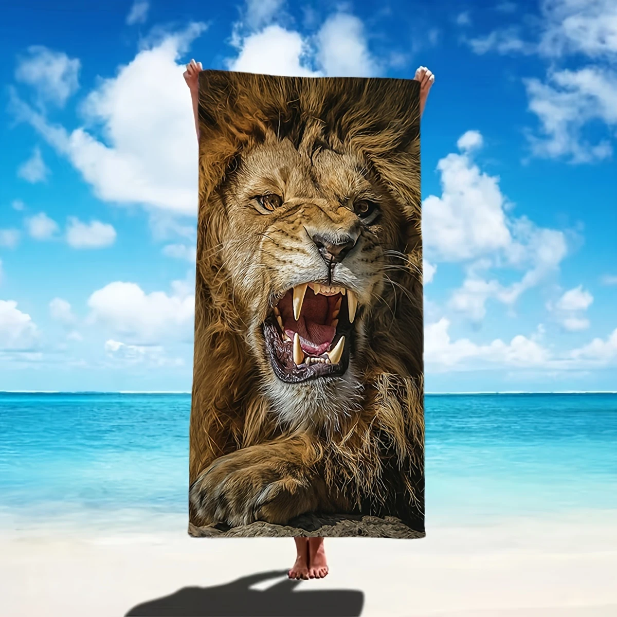 Lion Pattern Microfiber Beach Towel Summer Quick Dry for Beach Pool Bathroom Camping Travel Yoga Home
