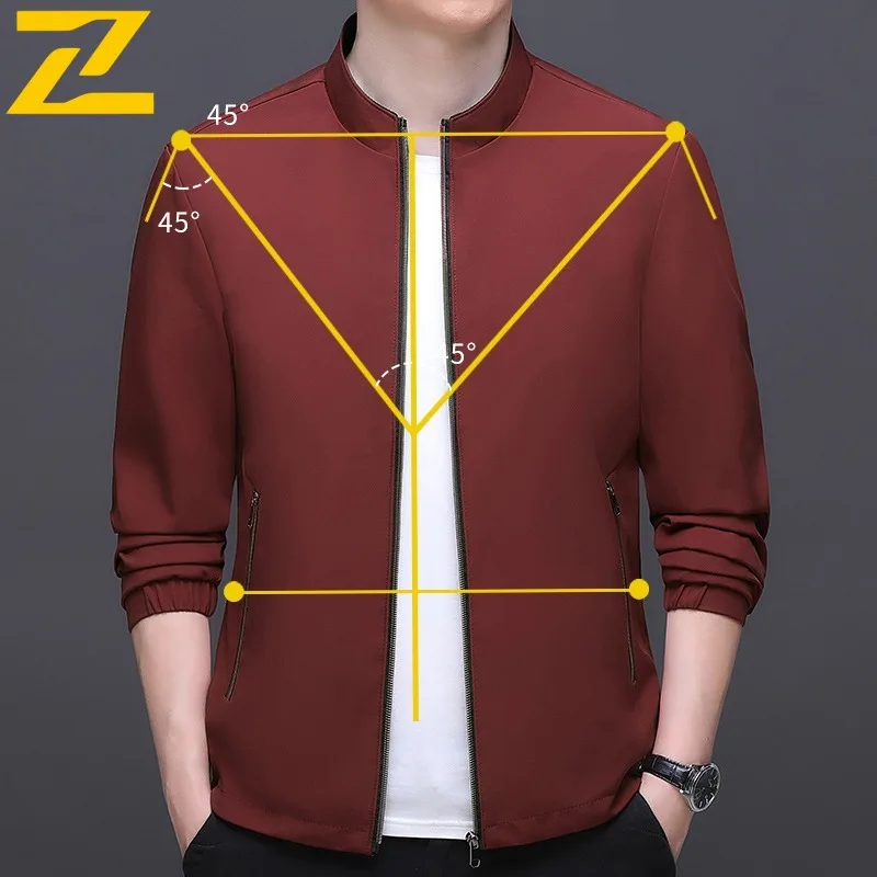 سترة COMXZ Urban للرجال مريحة للأعمال غير رسمية معطف واق من المطر أنيق بياقة واقفة نمط يومي خفيف الوزن ملابس خريف جديدة #5