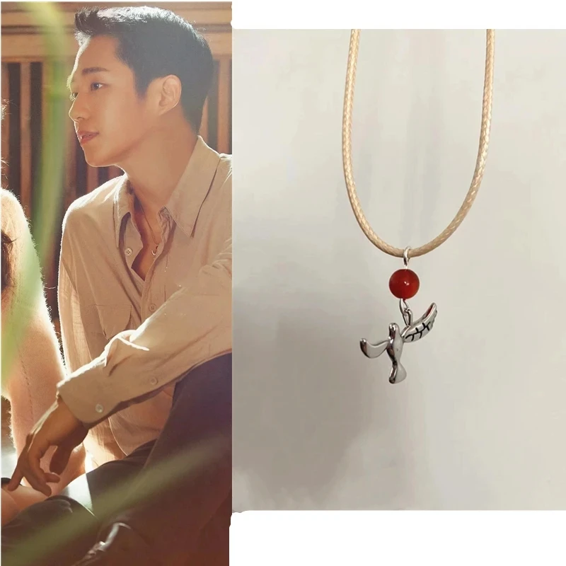 3colors send postcard Snowdrop same Jung Hae In pigeon Korean drama necklace new lucky clavicle chain for men women gift Fans