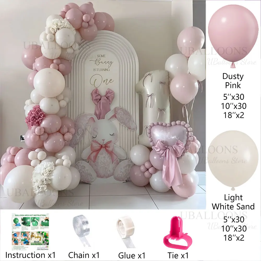 127pcs Sand Dusty Pink Balloons Garland Boho White Sand Twilight Dusty Pink Balloon Arch for Birthday Wedding Baby Shower Decor