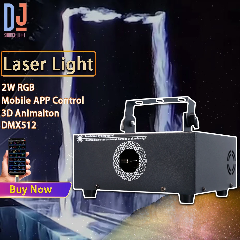 

New Arrival ！ APP Control 2W RGB Laser Light 3D Animation Scanner Projector DMX512 DJ Stage Effect Lights Disco Party Club Show