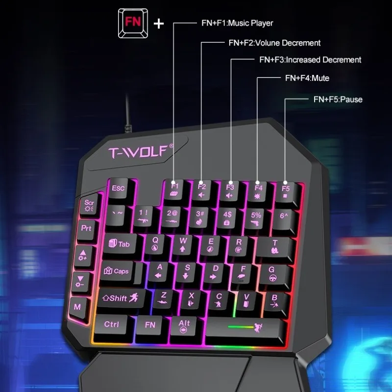 مجموعة لوحة مفاتيح الألعاب الميكانيكية 5 في 1 مجموعة لوحة مفاتيح يدوية واحدة 5D محول ماوس ألعاب ميكانيكي محول ألعاب الهاتف المحمول Pro