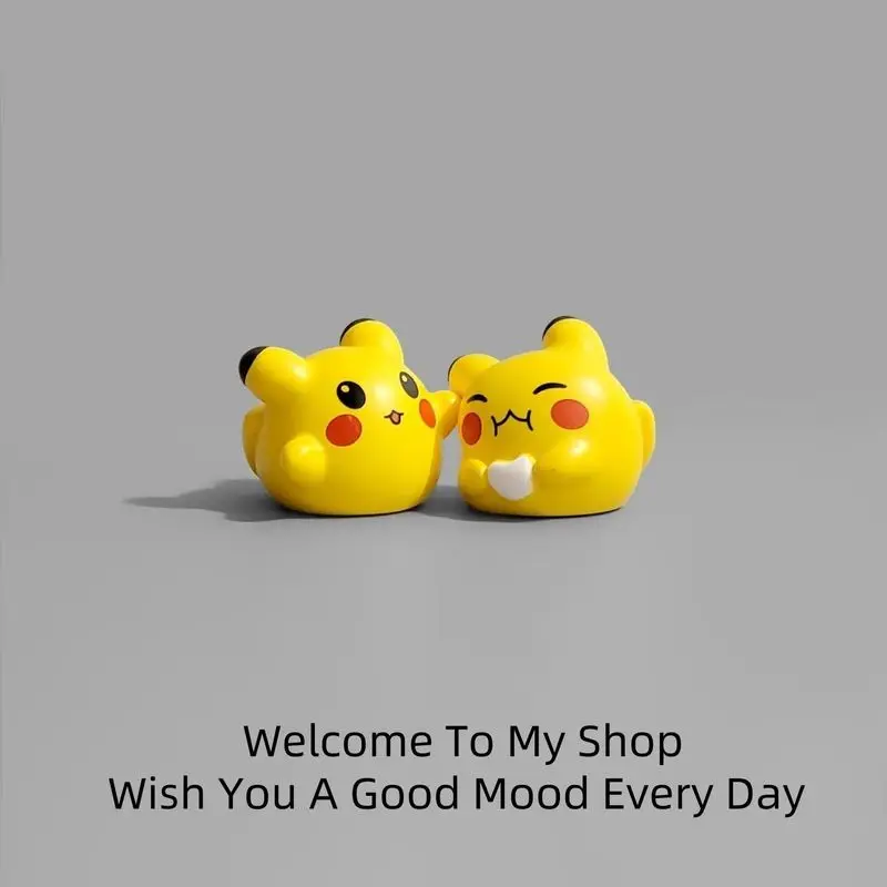 4 szt. Anime Kreskówka Uroczy Pikachu Antystresowy Model Ozdobny na Biurko Komputerowe Mini Figurki Lalki Urocza Zabawka Dekoracja Samochodu