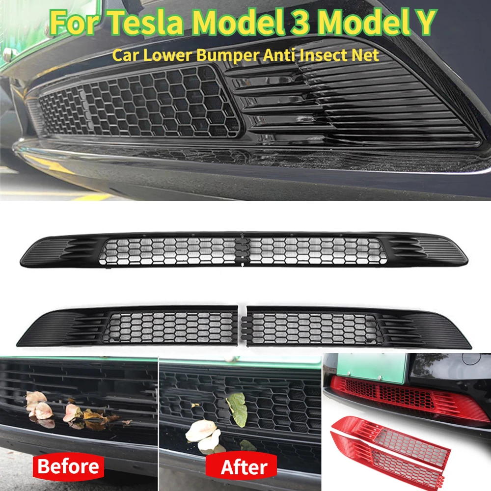 

Car Lower Bumper Anti Insect Net Vent Cover for Tesla Model 3 Model Y 2017-2022 Front Grille Mesh Cover Air Inlet Vent Panel