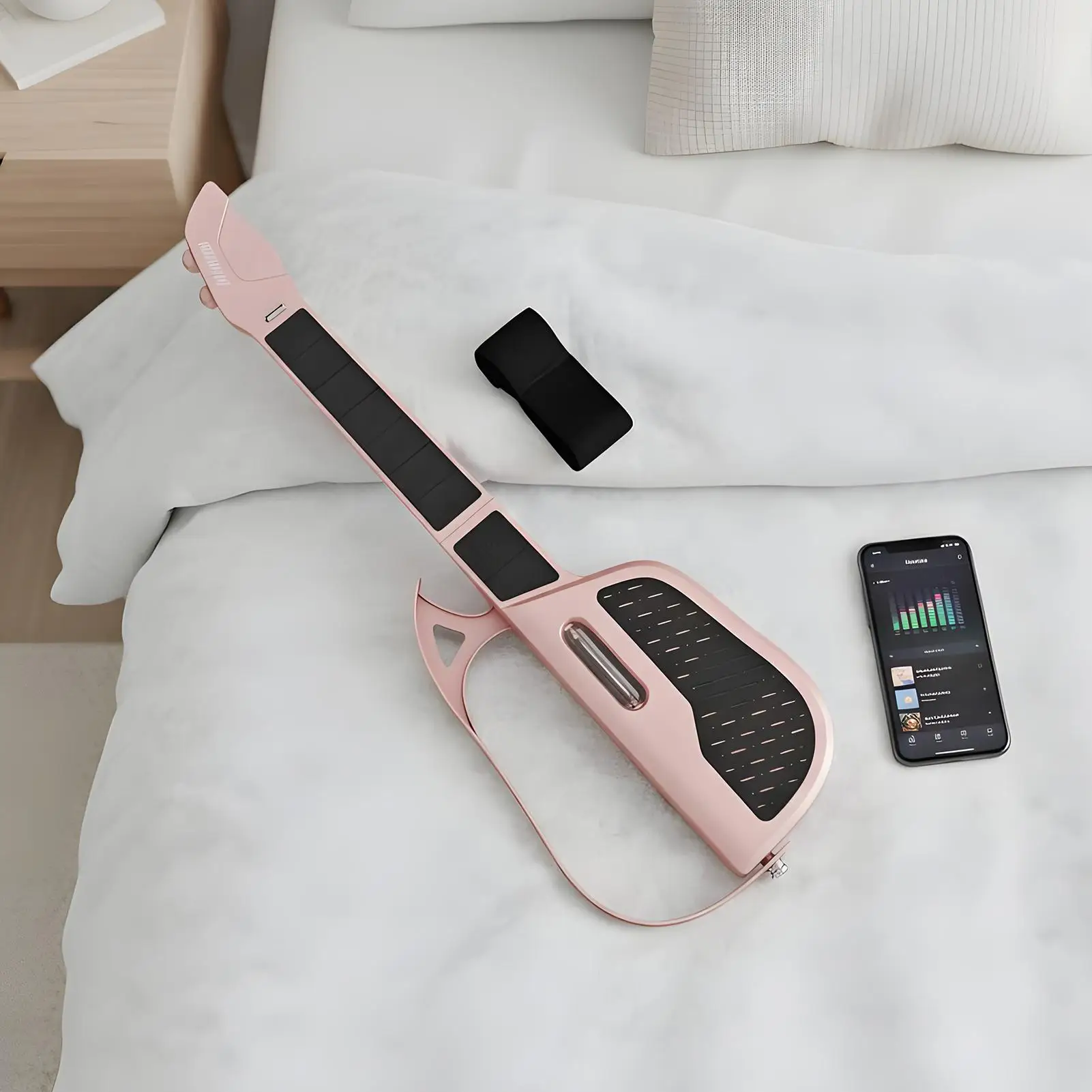 

Умная гитара Беструнный струнный инструмент со светодиодной направляющей Складная встроенная автоматическая аккордовая электрическая портативная гитара