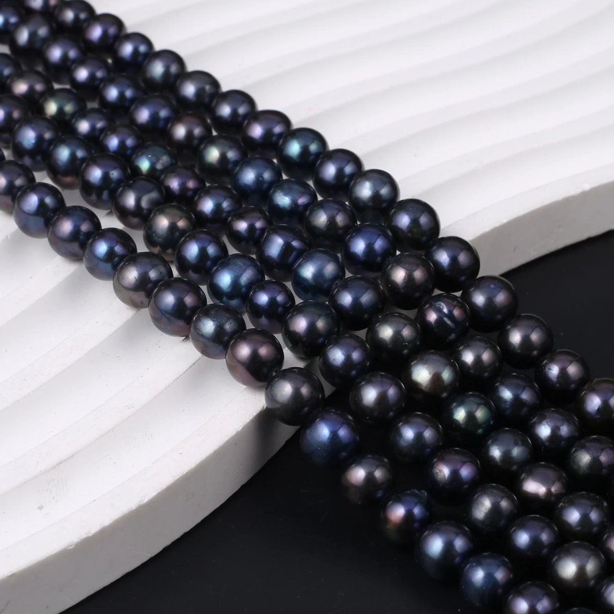 Natural Black Pearl Beads Round Shape 7-8mm Natural Freshwater Pearl Loose Beaded for Making DIY Jewerly Necklace Bracelet