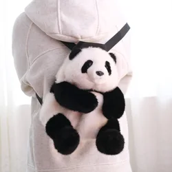 Panda Plush Backpack Cartoon Cute Plush Soft Stuffed Animal Shoulder Bag for Kids Girls Birthday Gifts