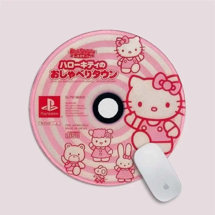 Sanrio Kawaii Hello Kitty Round Mouse Pad Washable Stain Resistant Non-slip Office Cartoon Cute Girly Mouse Pad