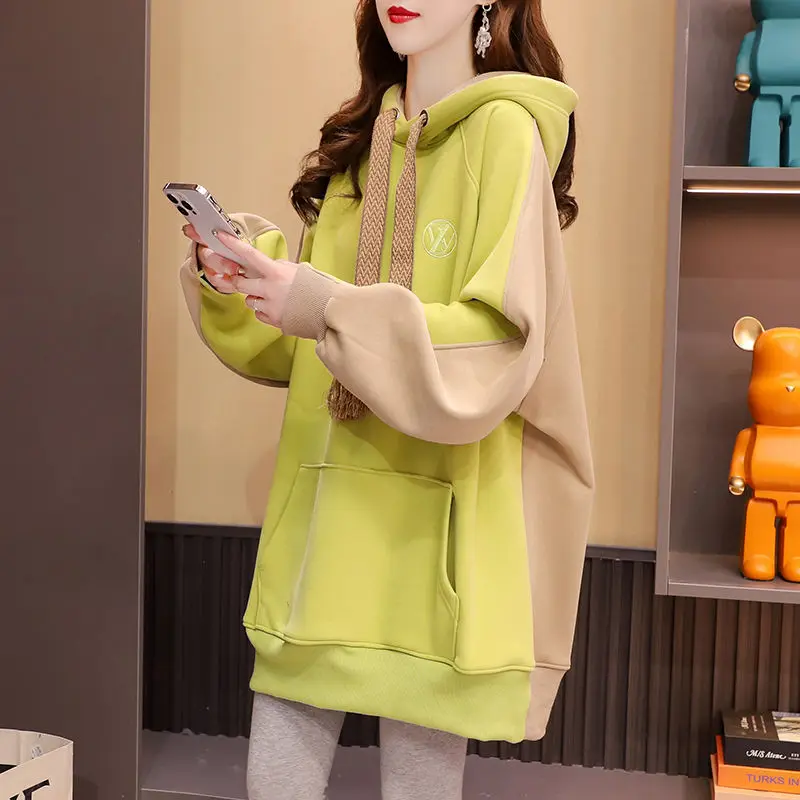 Brown Hooded Loose Baggy Tops Green Hoodies Sweatshirts for Women Female Clothes Xxl Y 2k Vintage on Promotion M Dropshiping Y2k