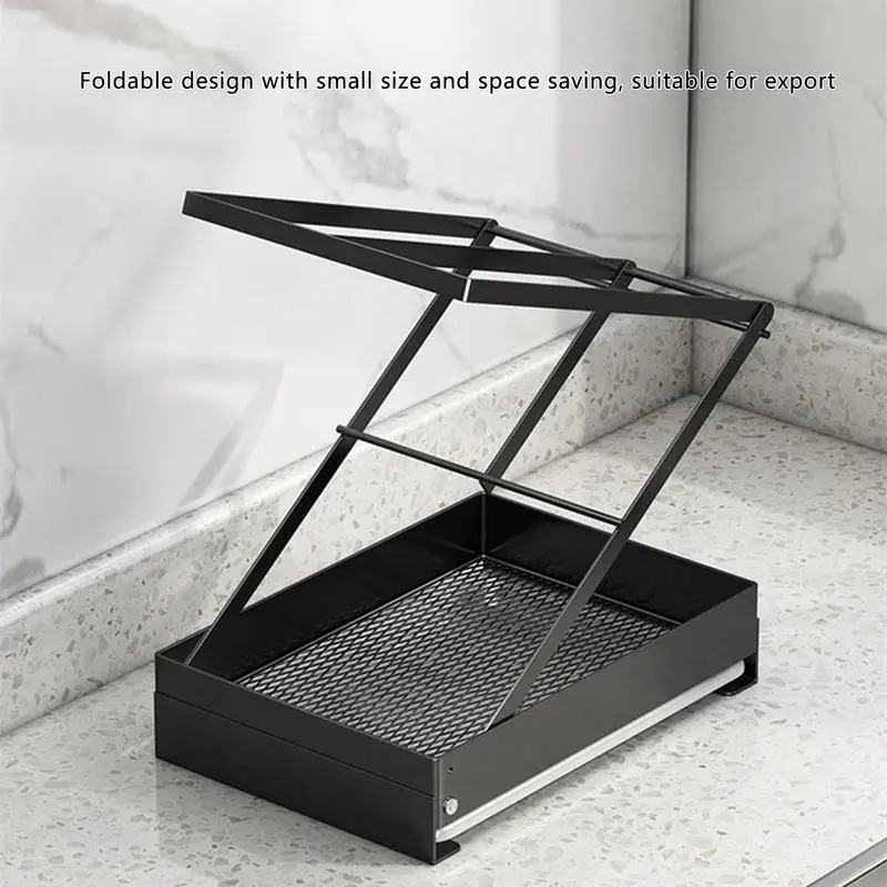 Sink Caddy Sponge Holder Kitchen Storage Rack 2 Ways Install Kitchen Decor With Drain Pan Tray Bathroom Sink Organizer Kitchen