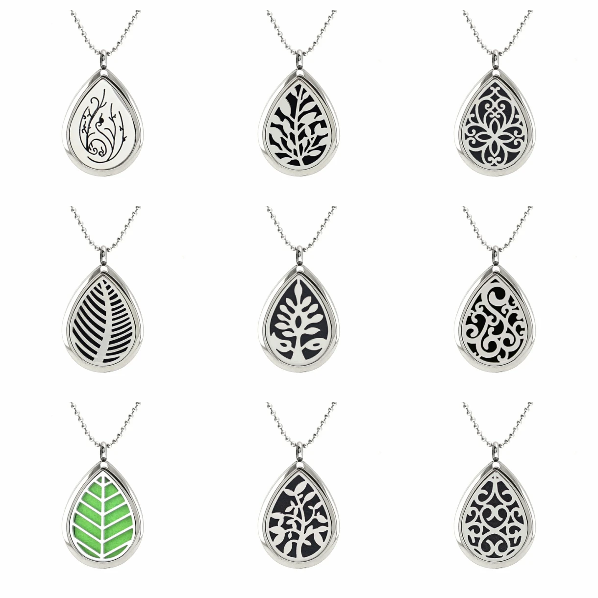 Collier pendentif goutte d'eau en acier inoxydable pour femme, bijoux exécutifs, diffuseur d'huiles essentielles, médaillon de parfum aromatique