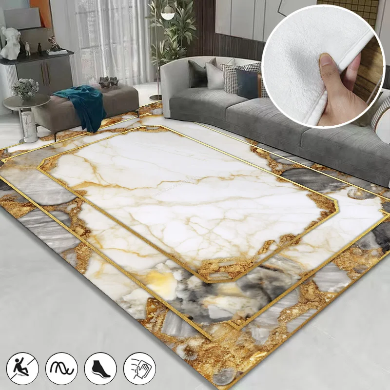 Nordic Luxury Large Carpet for Living Room Marble Texture Household Sofa Coffee Tables Mat Washable Room Decor Bedroom Area Rugs