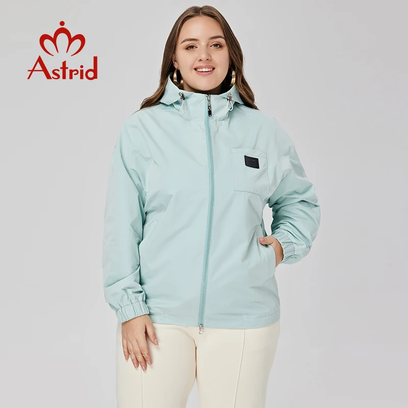 Astrid Women\'s Spring Jacket 2023 Casual Coat Women Clothes Hooded Bright Short Female Clothing New In Outerwears Plus Size