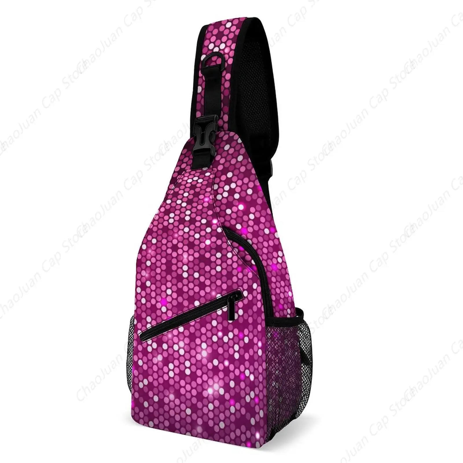 

Pink Neon Glitter Print Sling Bag – Crossbody for Women | Adjustable Chest Pack for Hiking, Cycling & Travel