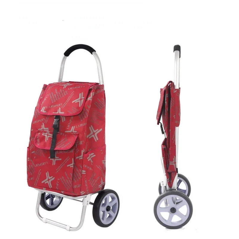 Reusable Shopping Bag Trolley Vegetable Market with 21cm Big Wheels Portable Shopping Cart Supermarket Home Storage