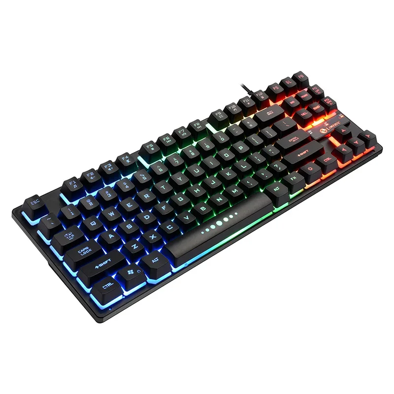 

Механическая клавиатура, 87 клавиш, USB-проводная игровая клавиатура для ПК, RGB светодиодная семицветная подсветка