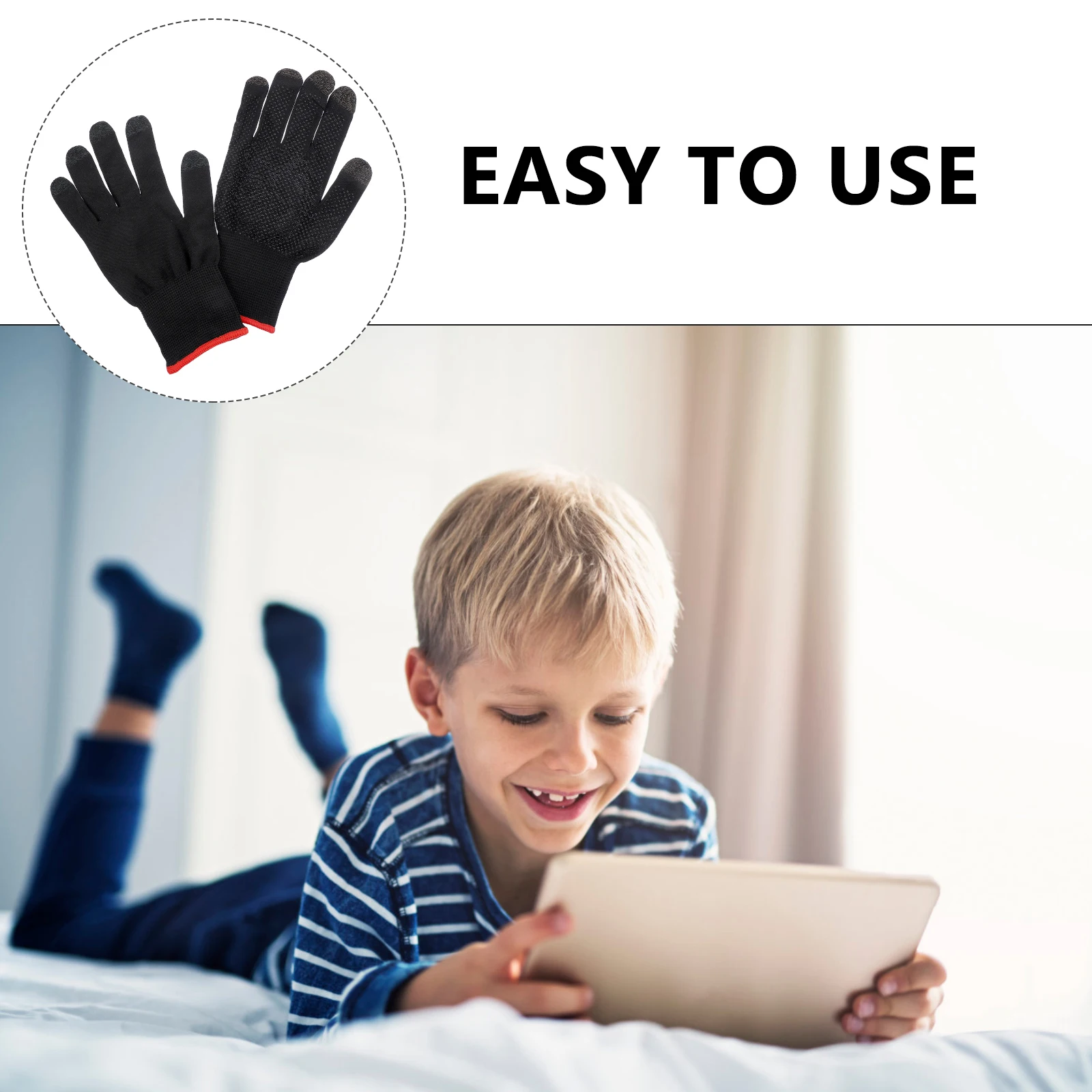 

Touchscreen Gaming Black Knitted Fiber Sensitive Ten finger Sweat proof Non slip Elastic Comfortable Gloves Hair Care Tools