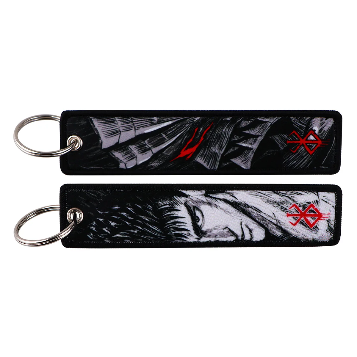 Japanese Anime Berserk Double Sided Embroidery Cartoon Keychain Car Backpack Key Ring Jewelry Accessories Gift