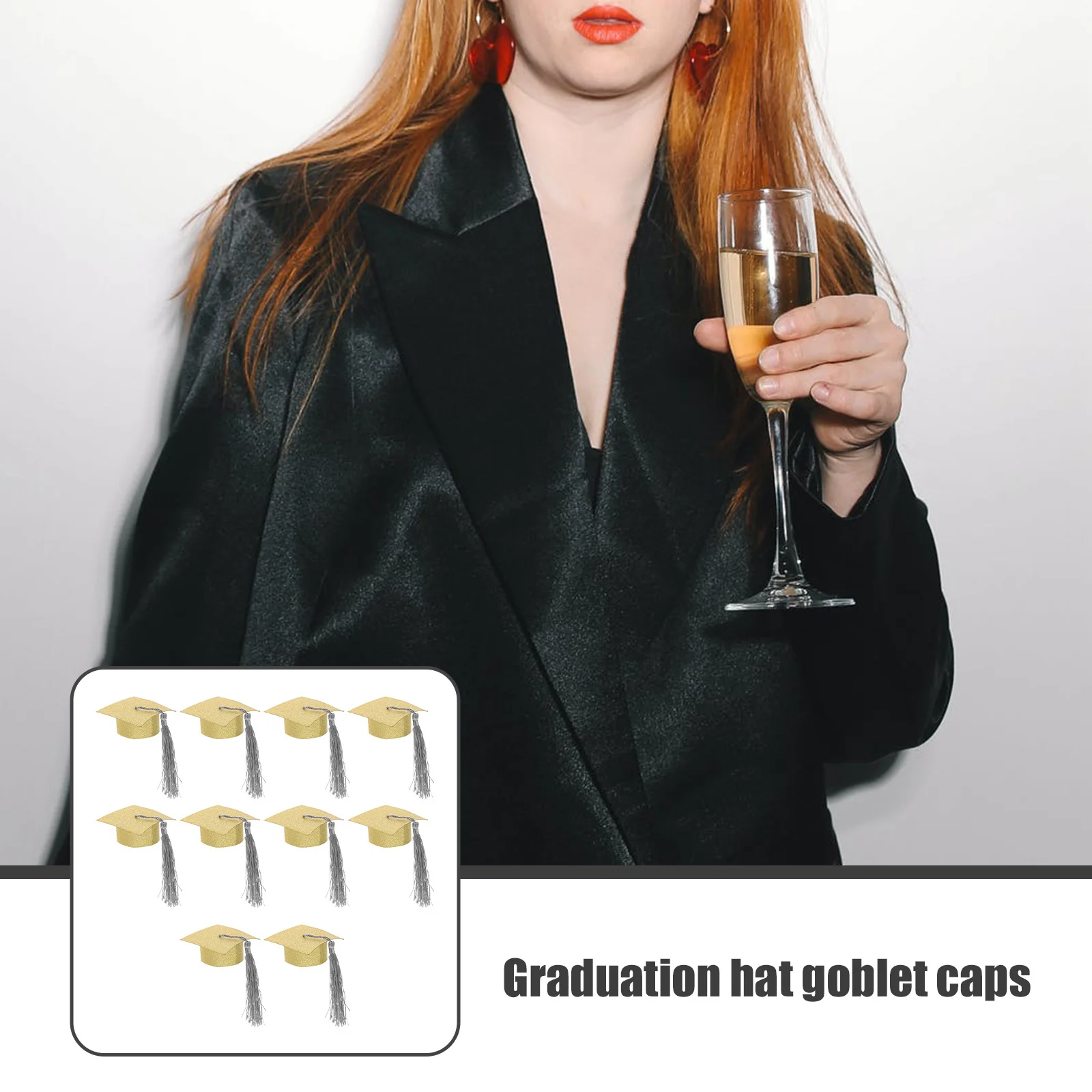 

10Pcs Graduation Cap Goblet Cover Mini Doctor Hat Design for Wine Cup Decoration Party Favors Unique Graduation Decorations