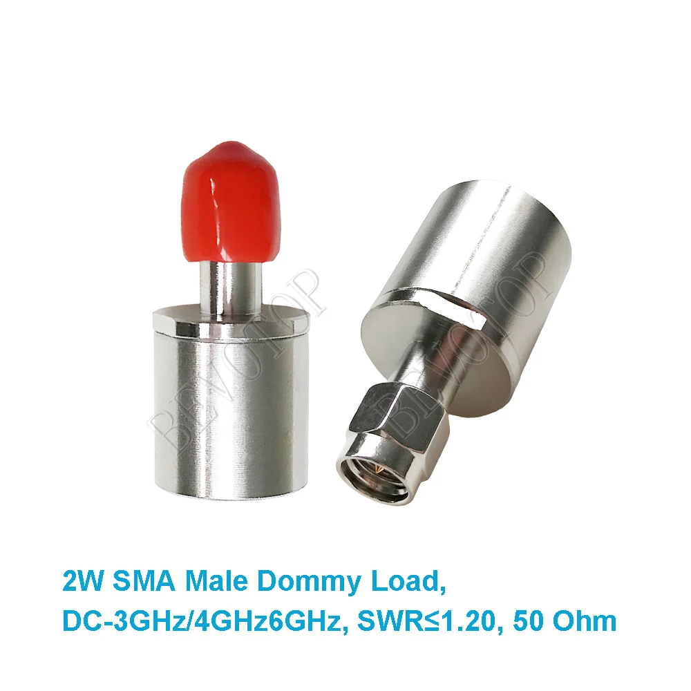 2W DC-3G/6GHz 50ohm SMA Male RF Coaxial Termination Dummy Load Connector Socket Brass Straight Coaxial RF Adapters Nickel Plate