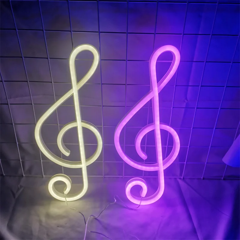 Music Notes Neon Lights USB or Battery Powered Music Style Bedroom Holiday Party Wedding Desktop Decoration Creative Light