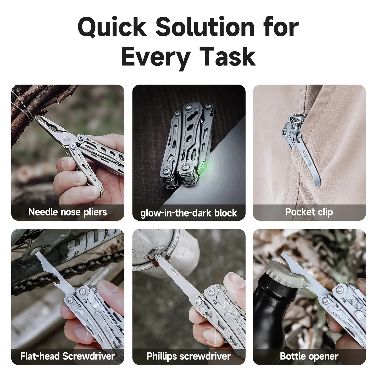 NexTool Schlüsselanhänger Mini Flagship F12 Klappbares Multitool 13 in 1 Schraubendreher Zange Feile Lineal Flaschenöffner Schere EDC Handwerkzeug – Detail 8