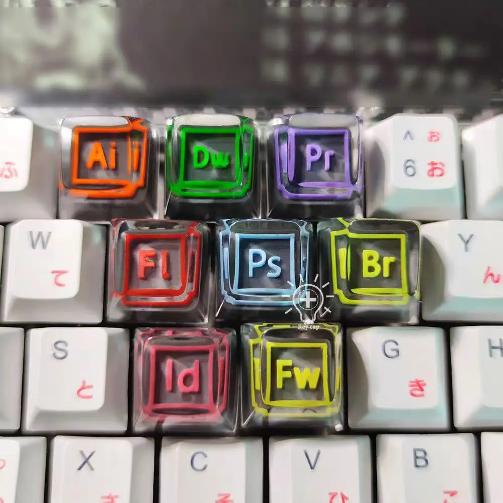 

Individual Office Software Keycap Polychrome Letter Key Cap Mechanical Keyboard Resin Transparent Stereoscopic Euphotic Keycap