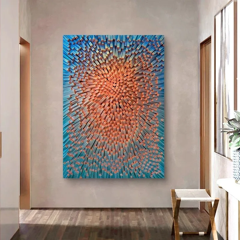3D handmade wood carving physical decoration painting living room sofa background porch corridor model room hanging painting