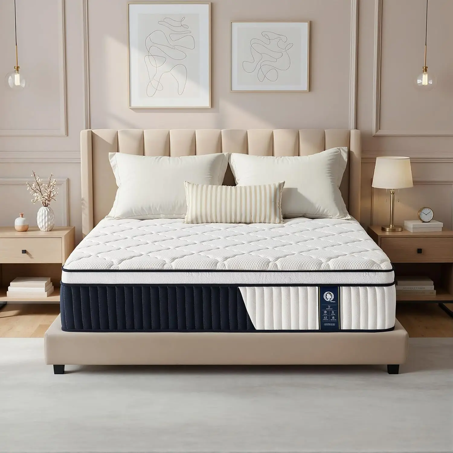 Full Hybrid Mattress, 12 Inch Medium Firm Bed in a Box, Independent Pocket Coils, Supportive & Pain Relieving