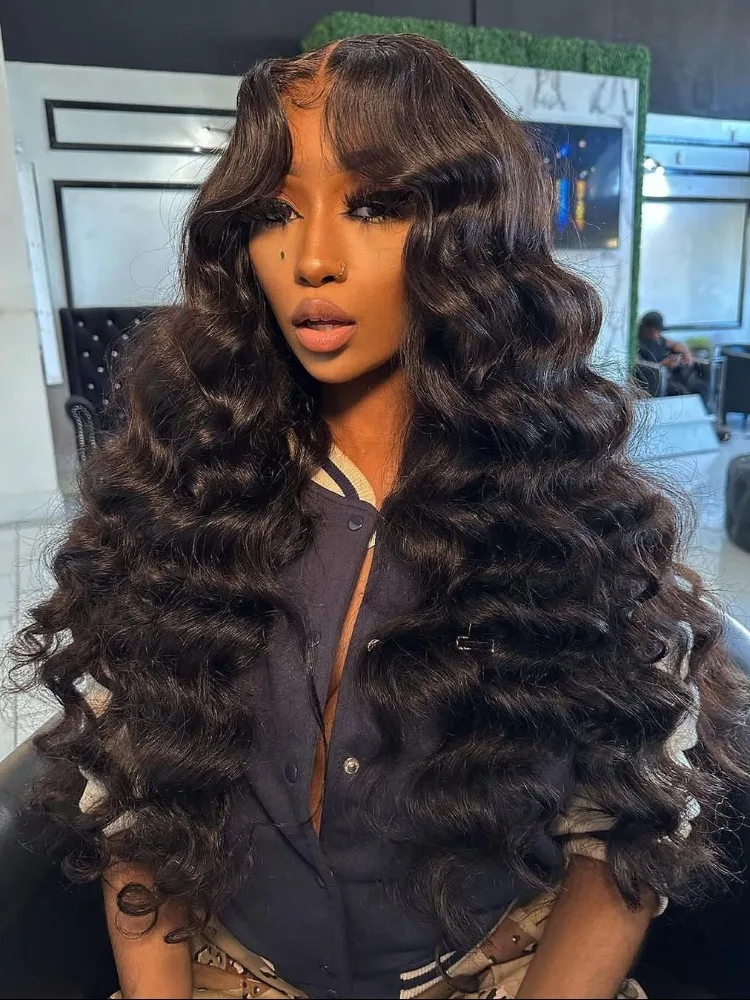 

HD 13X6 250 Density Loose Nature Wave Lace Front Human Hair Wigs Transparent 30 40 Inch 13x4 Deep Water Wave Lace Frontal Wig