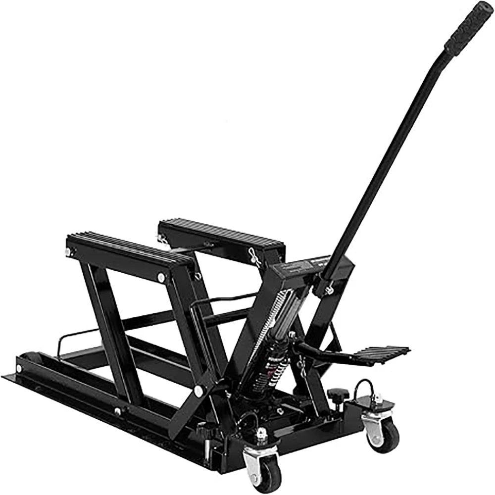 

Hydraulic Motorcycle Lift Jack, 1500 LBS Capacity Steel ATV Scissor Lift Jack with Wheels and Handle for Motorcycles Lift Table
