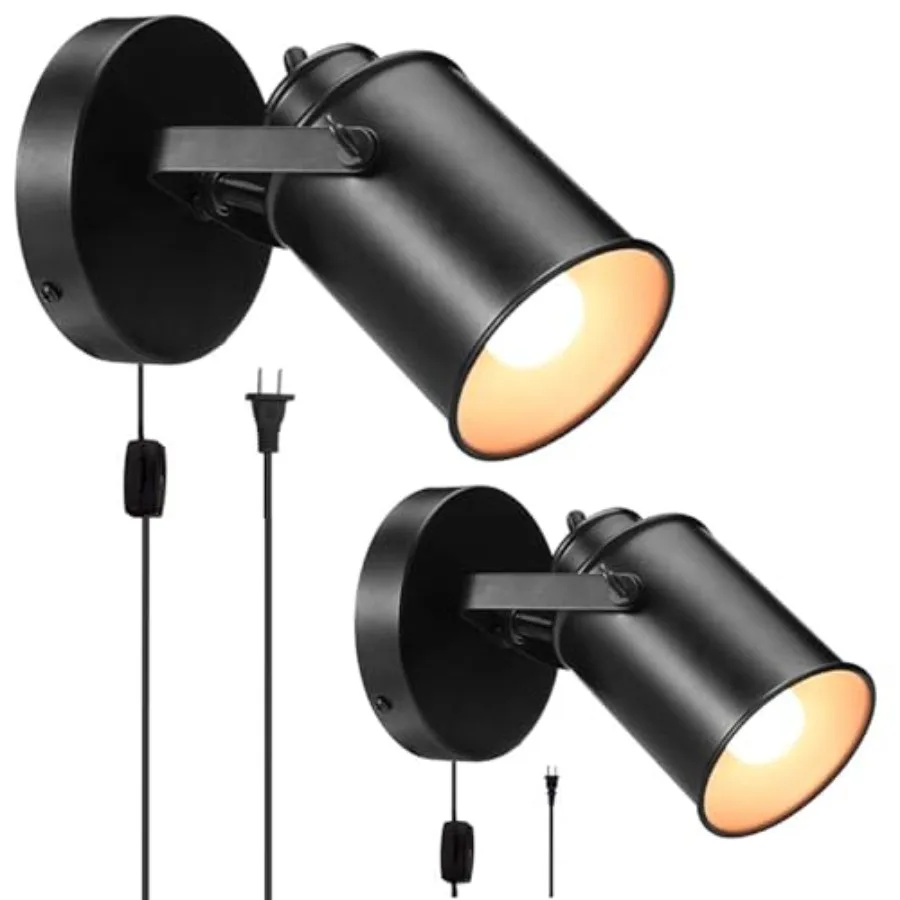 

Industrial Wall Sconces Adjustable Retro Wall Sconces, Plug-in Wall lamp, Rocker Wall Sconces with on/f Switch Bedroom Living R