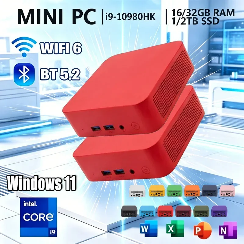 Mini PC Intel Core I9 10980HK Windows 11 Small Pocket Cmputer 16GB RAM 1/2TB SSD WIFI6 BT5.2 4K Desktop PC Gaming Computer