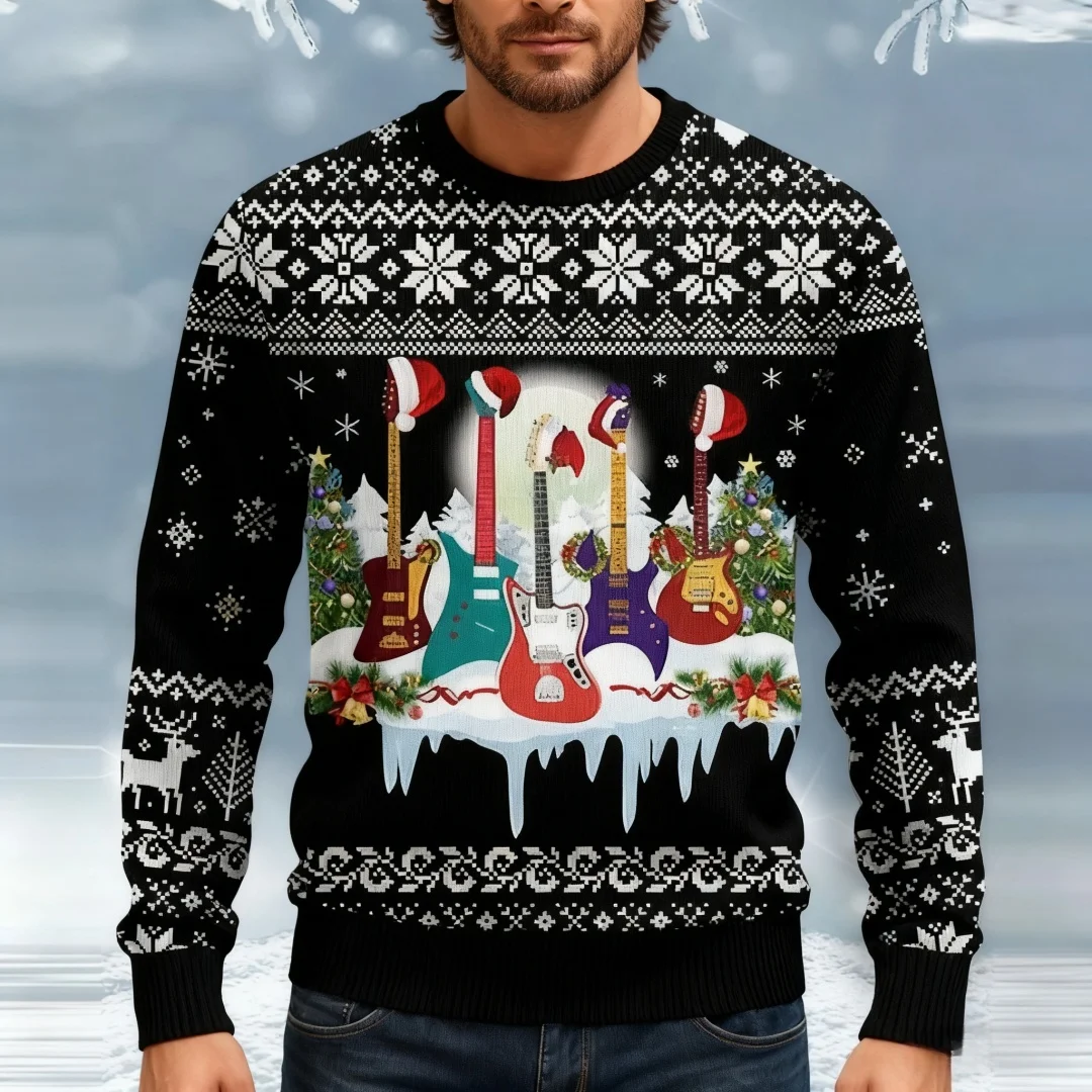 

Merry Christmas Funny Ugly Sweater Men Women Festival Clothes Pullover Tops Crew Neck Xmas 3D Print Music Santa Claus Sweatshirt