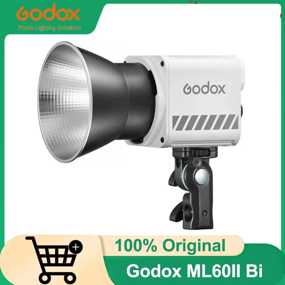 Godox ML60II Bi LED Video Light with Bowens Mount Bluetooth Control 70W 2800K to 6500K for Photography CRI 96 TLCI 97
