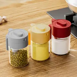 Glass Spice Jars With Lids Clear Spice Containers With Spoon Handle Flexible Discharging Airtight Spice box  Lockable Canisters