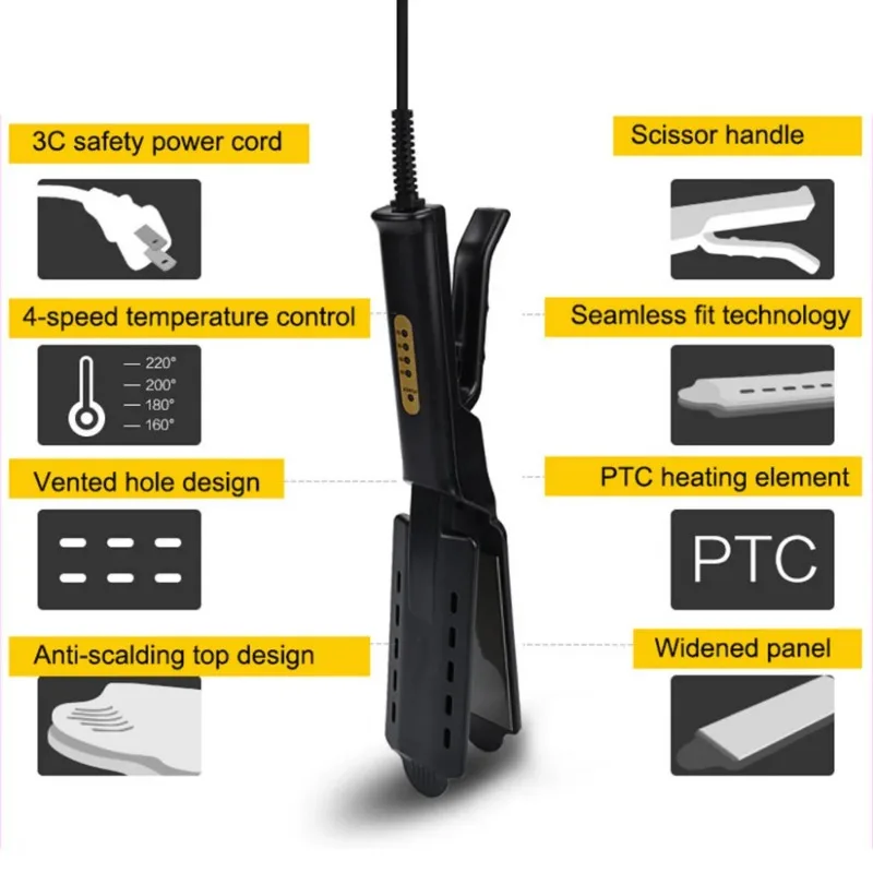 Fer à lisser ionique à quatre vitesses, réglage de la température, céramique, tourmaline, fer plat, suppression en panneau, outil de coiffage professionnel