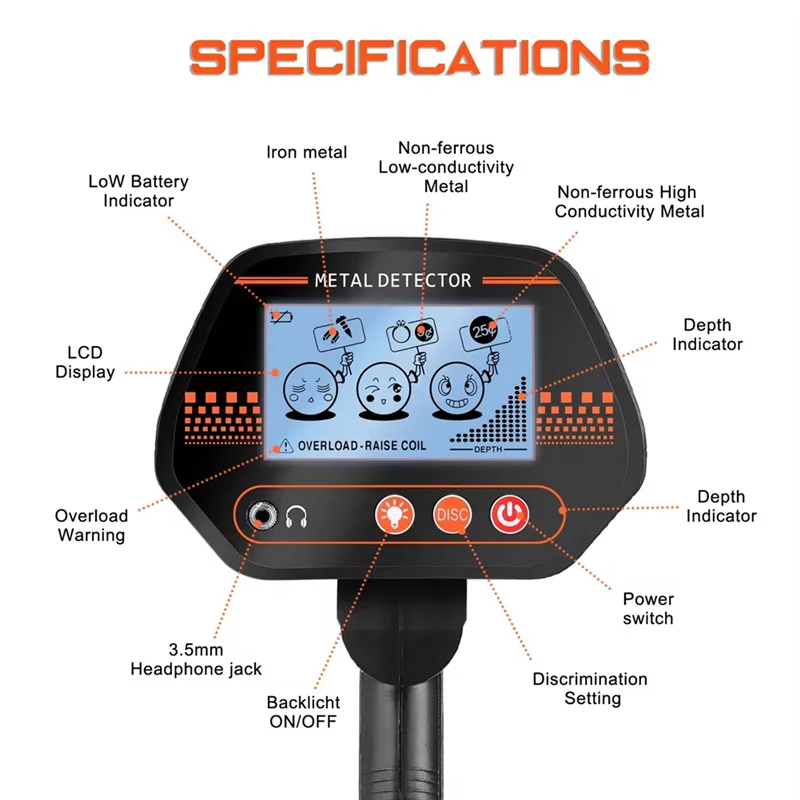 ABLL-Detector de metales subterráneo portátil para niños, buscador de tesoros de playa de alta sensibilidad, Detector de oro de alta precisión