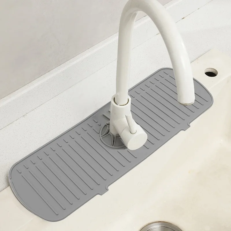 Three Sizes of Kitchen Sink Splash Cover Long Silicone Sink Faucet Pad Splash Protector Quick Self-draining Silicone Pad